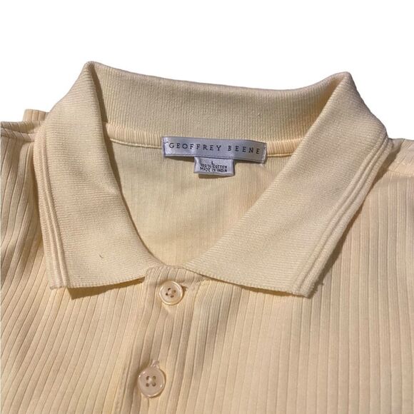 Geoffrey Beene size large ribbed short sleeved collared shirt like new perfect - Picture 2 of 2